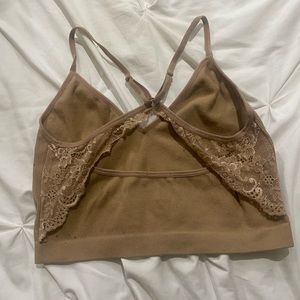 Brown Laced Cropped Tank Top